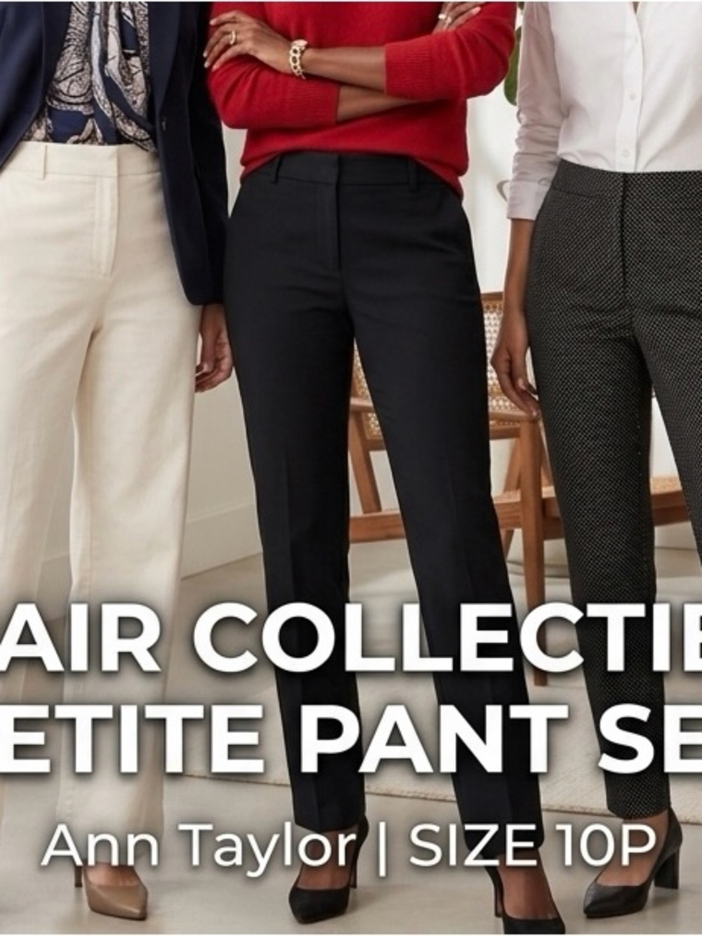 Ann Taylor Black Petite Straight-Leg Dress Pants
